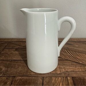 Vintage Giraud Limoges France White Pitcher With Leaf Motif on Handle. 6” tall
